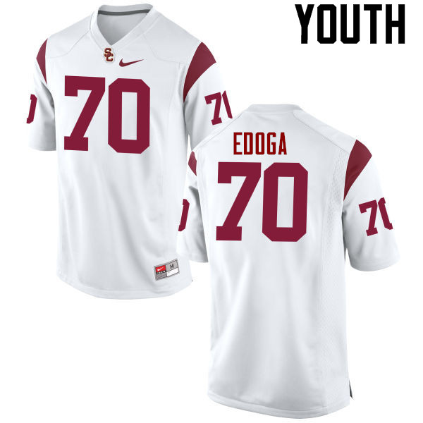 Youth #70 Chuma Edoga USC Trojans College Football Jerseys-White